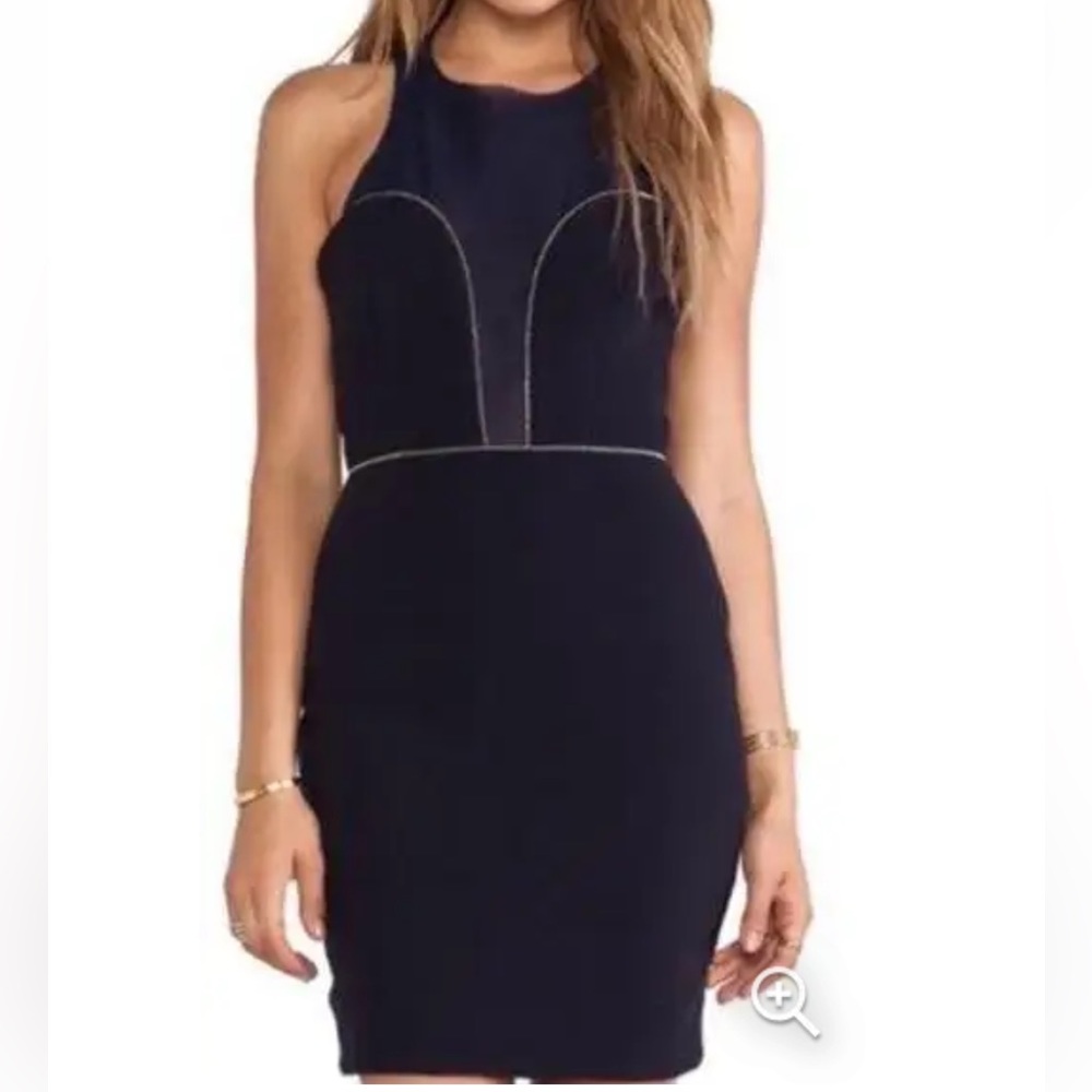 BEC & BRIDGE Revolve Zipper Trim Detail Mesh Racerback Bodycon Mini Dress Sz 2